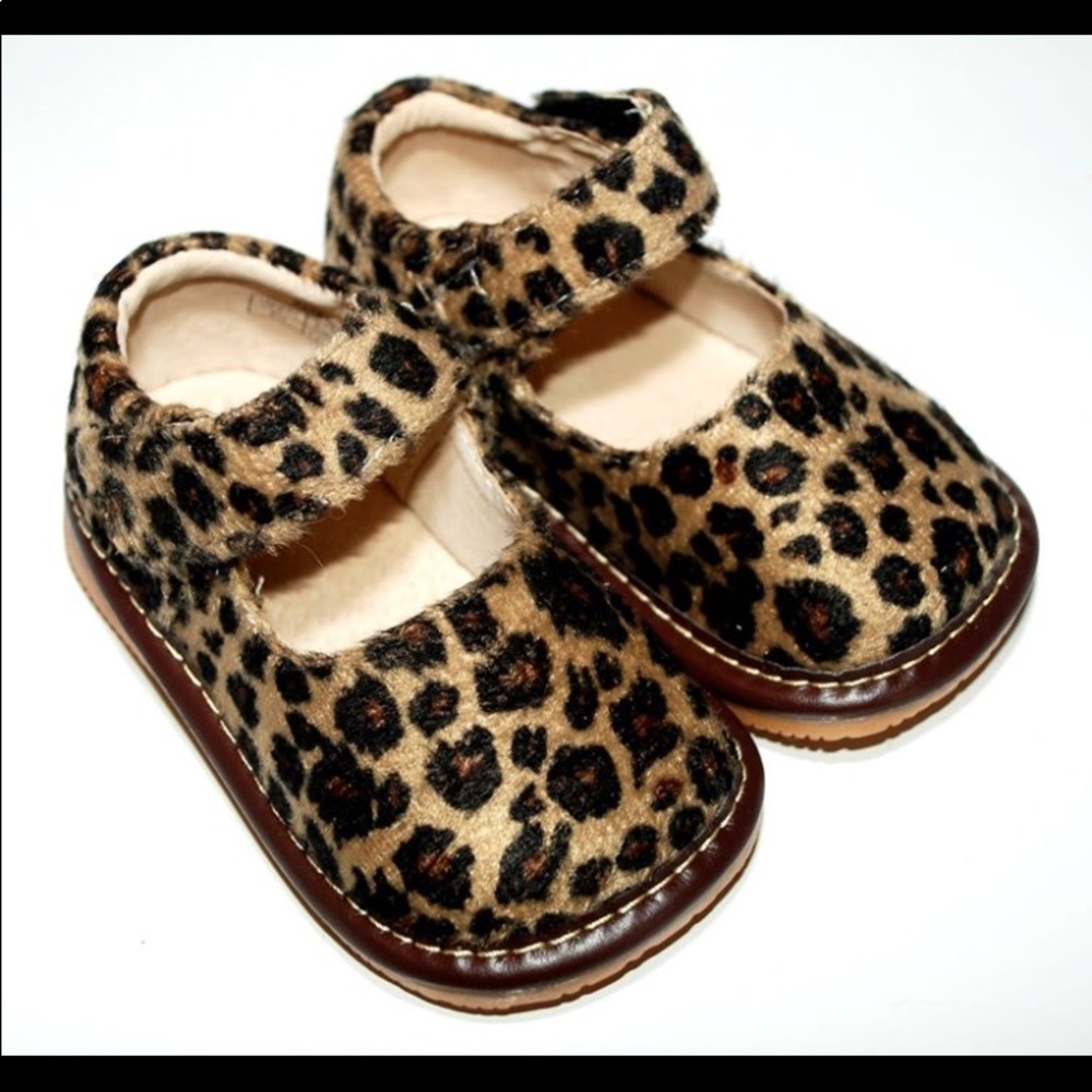 Animal print baby squeaky shoes